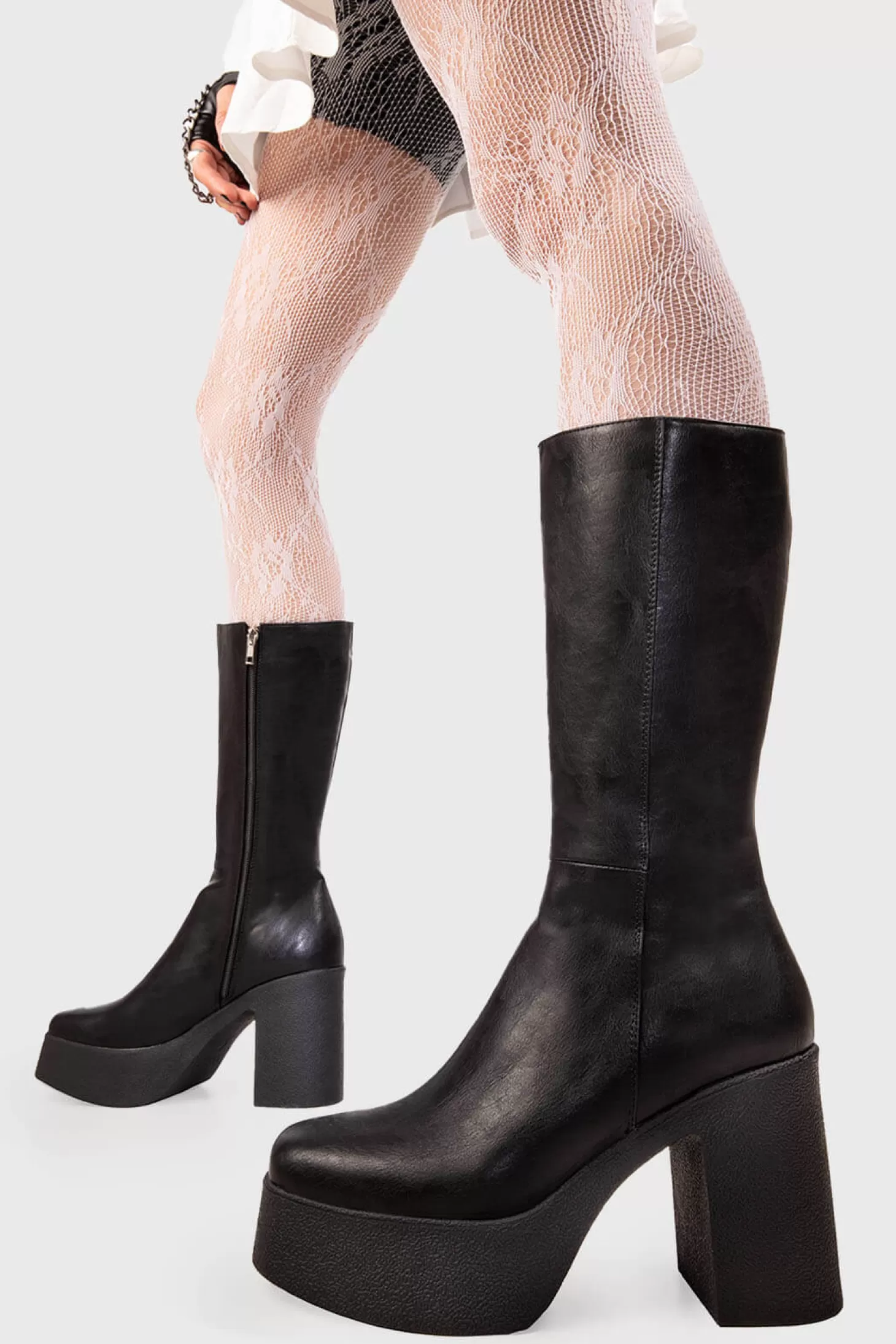 lamodawebsite Veau*Holler Back Platform Wide Calf Boots